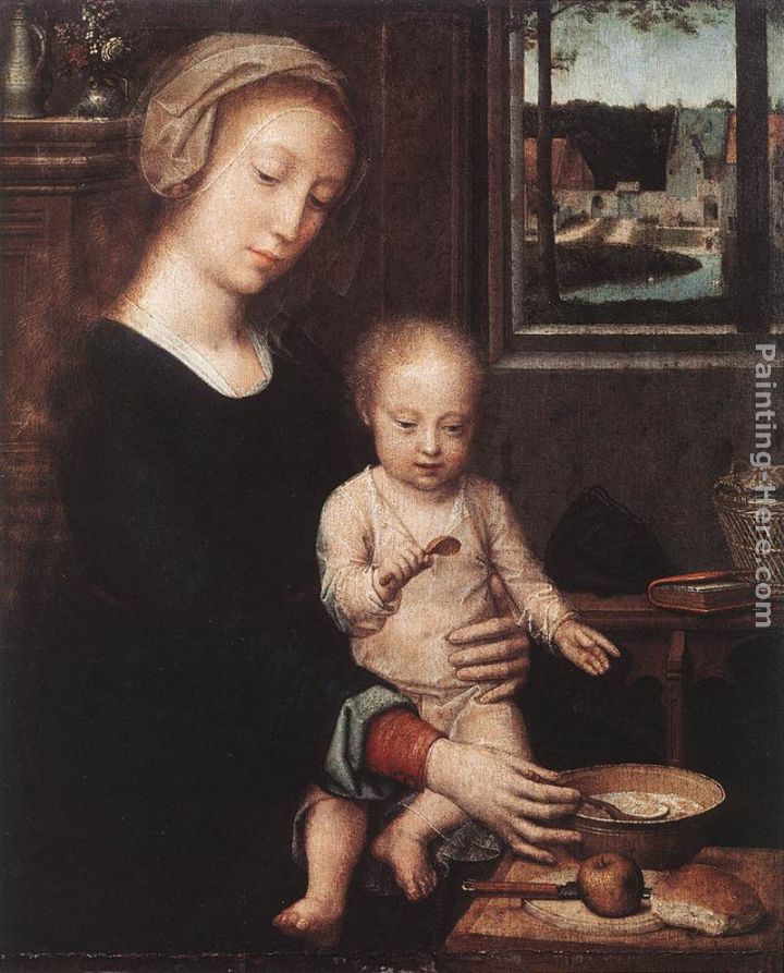 Madonna and Child with the Milk Soup painting - Gerard David Madonna and Child with the Milk Soup art painting